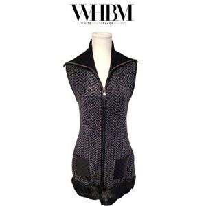 White House Black Market - Vest Faux Leather Fur detail